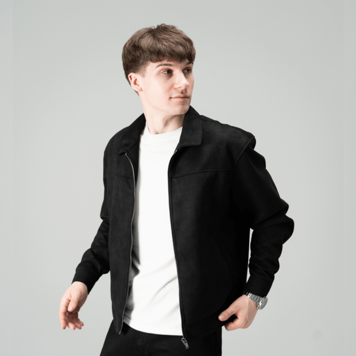 Куртка жіноча Slavni класична пряма чорна, Куртка Slavni Bluff замшева чорна