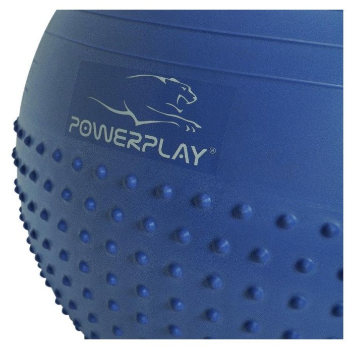 М'яч для фітнесу (фітбол) напівмассажний PowerPlay 4003 Ø65 cm Gymball Синій + помпа