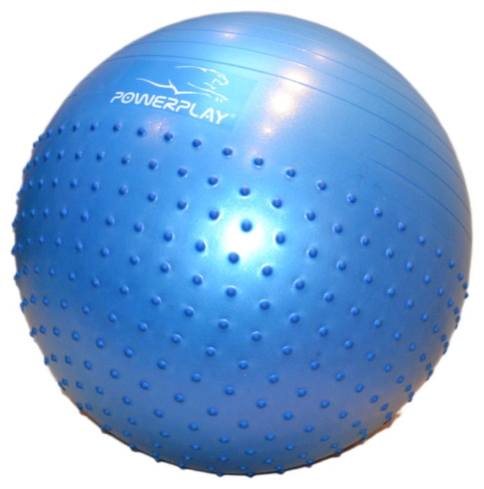 М'яч для фітнесу (фітбол) напівмассажний PowerPlay 4003 Ø65 cm Gymball Синій + помпа