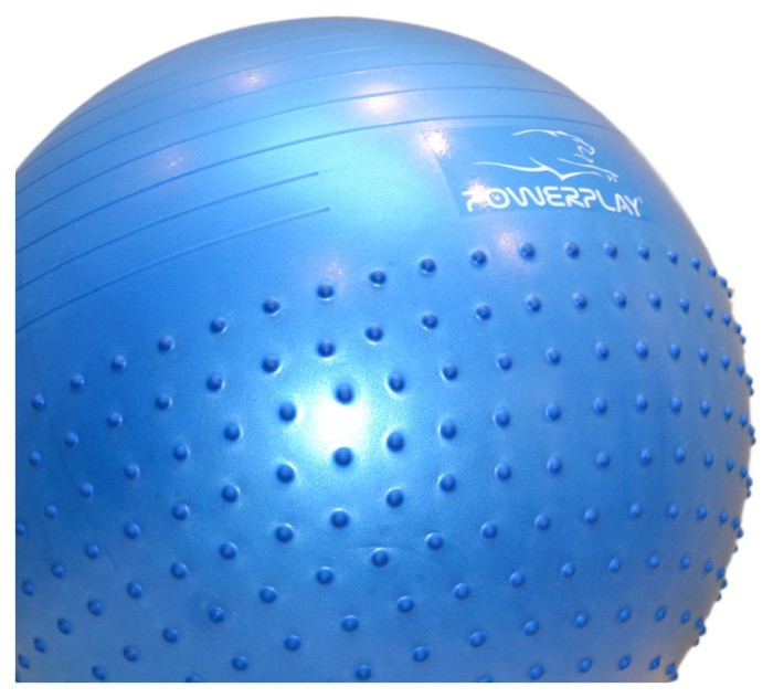 М'яч для фітнесу (фітбол) напівмассажний PowerPlay 4003 Ø65 cm Gymball Синій + помпа