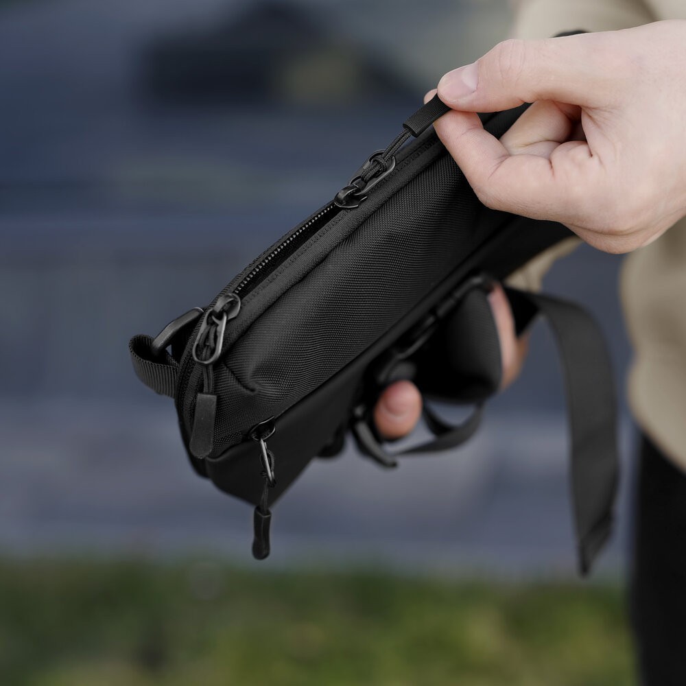 Чоловіча чорна сумка з кишенями на замку Pobedov Practical, укр, укр