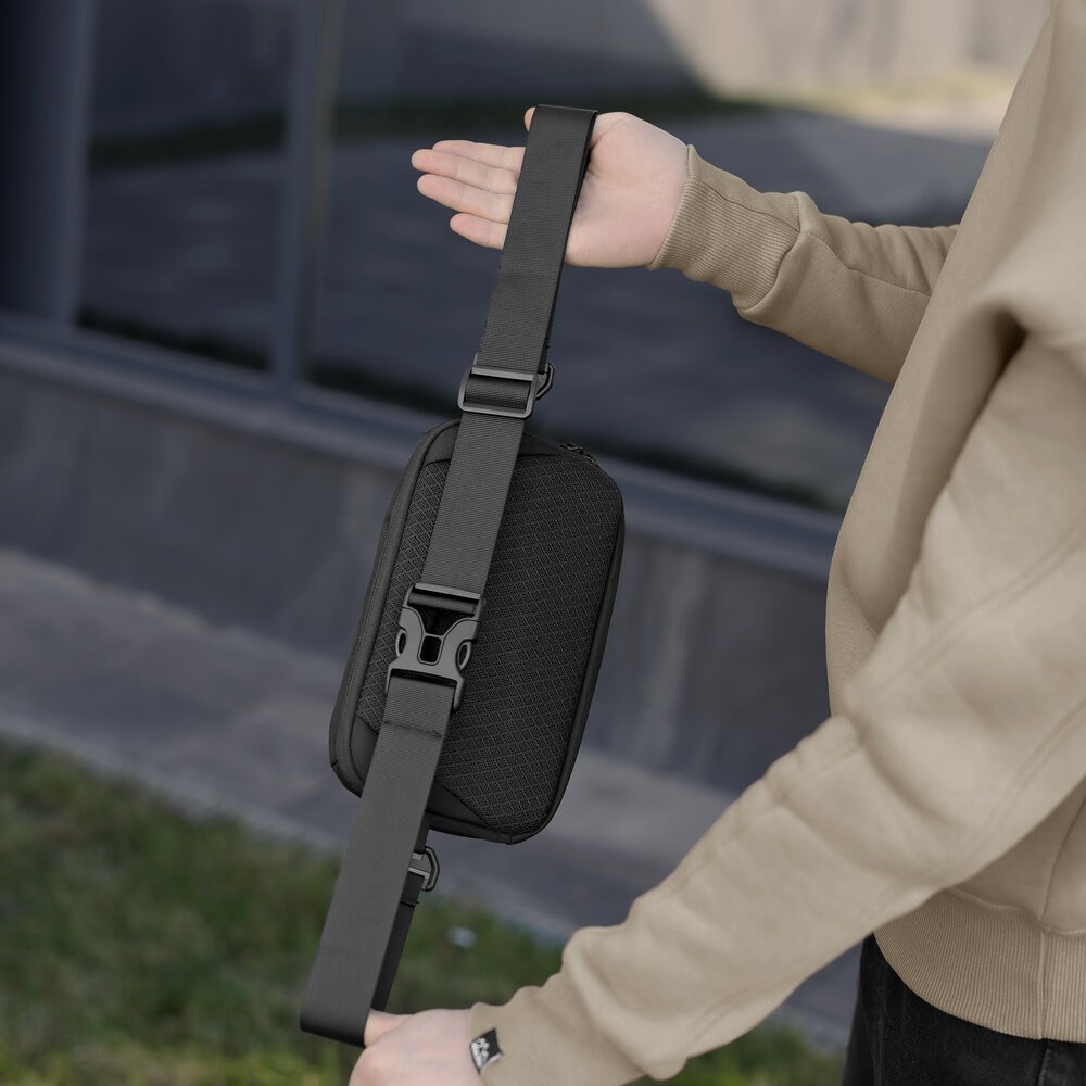 Чоловіча чорна сумка з кишенями на замку Pobedov Practical, укр, укр