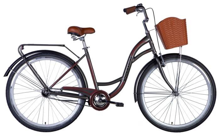 Велосипед ST 28" Dorozhnik AQUAMARINE гальмівна рама- з багажником задн St з кошиком Pl з крилом St 2024 (сірий), укр, укр