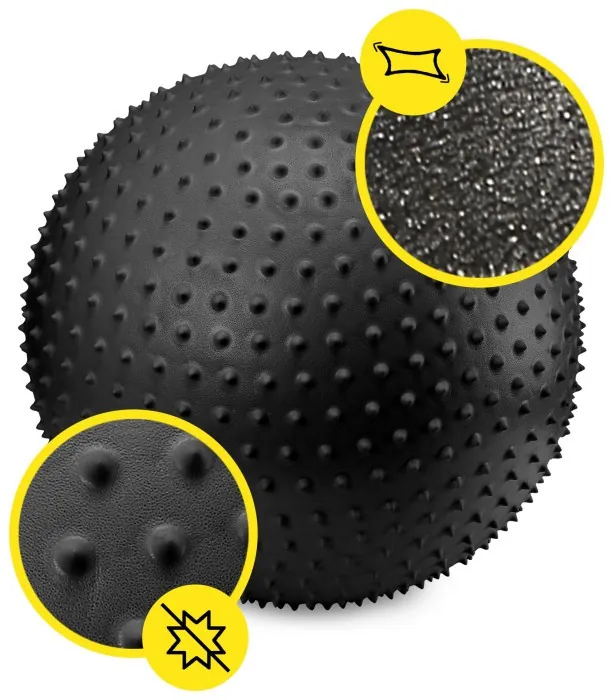 М'яч для фітнесу (фітбол) Cornix 65 см масажний Anti-Burst XR-0482 Black