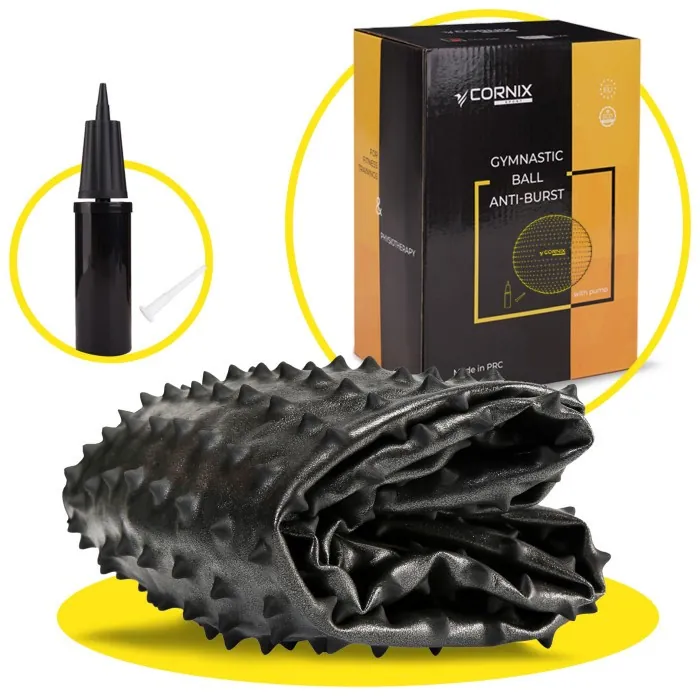 М'яч для фітнесу (фітбол) Cornix 65 см масажний Anti-Burst XR-0482 Black