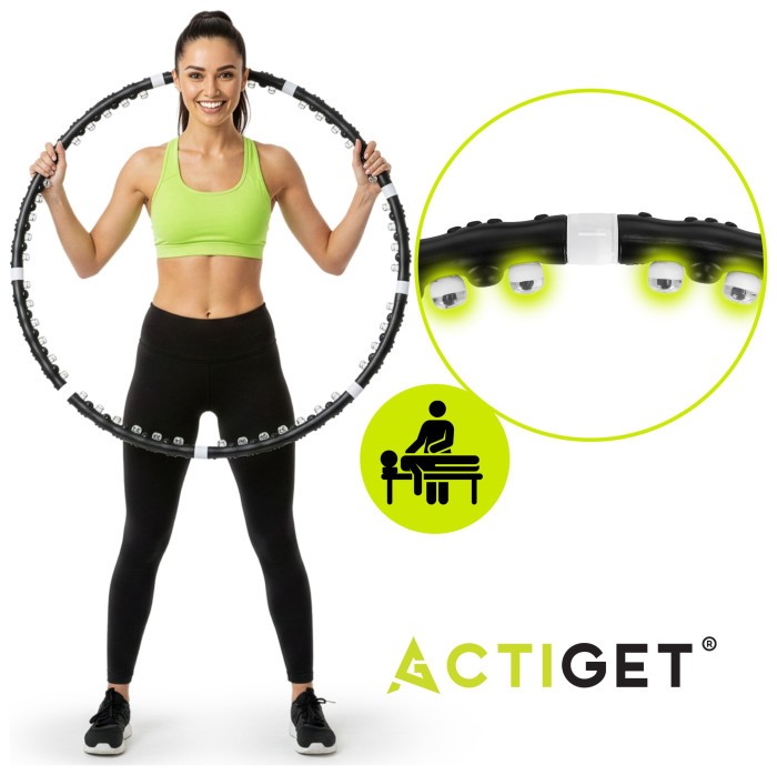 Обруч для талії Actiget (хулахуп) масажний, складний 92 см 1 кг ACT0134 Black