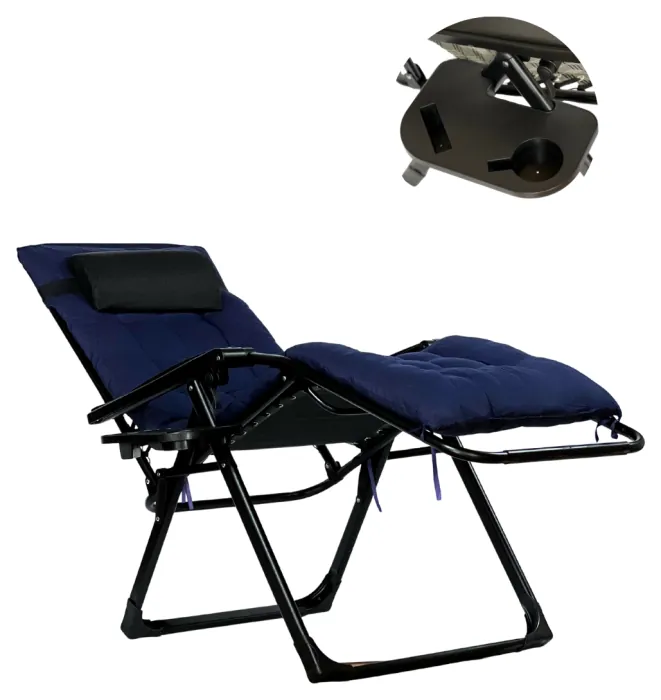 Раскладное кресло шезлонг LEOBRO Zero Gravity Premium Plus Dark Navy Blue (LB-ZGC-K2-DNB)