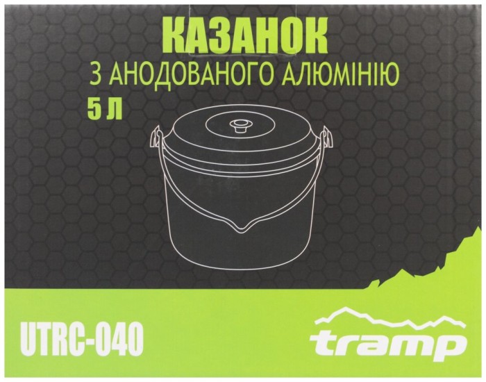 Казан Tramp анодований з кришкою 5л UTRC-040, укр, укр