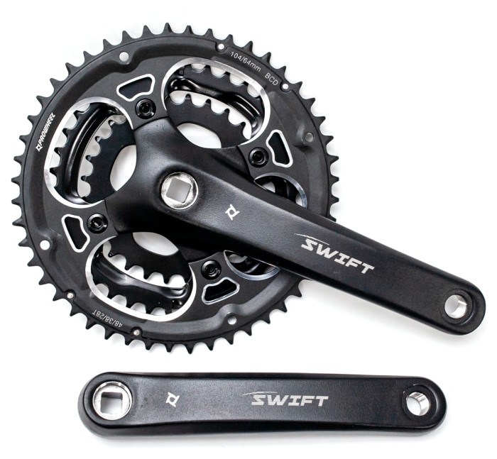 Шатун алюм. L175мм 28-38-48Т с Pl защитой PROWHEEL SWIFT-201P под квадрат, укр, укр