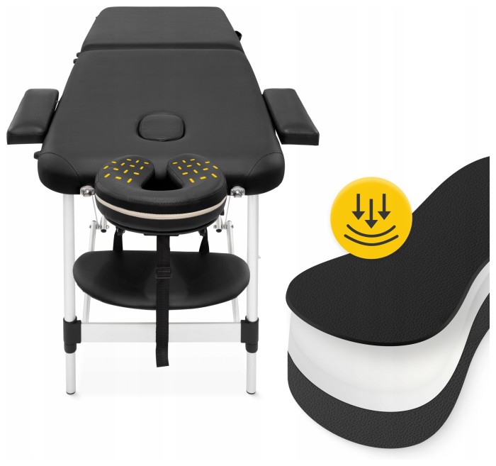 Массажный стол складной 4FIZJO Massage Table Alu W60 Black (P-5907739318374)