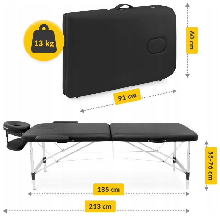 Массажный стол складной 4FIZJO Massage Table Alu W60 Black (P-5907739318374)