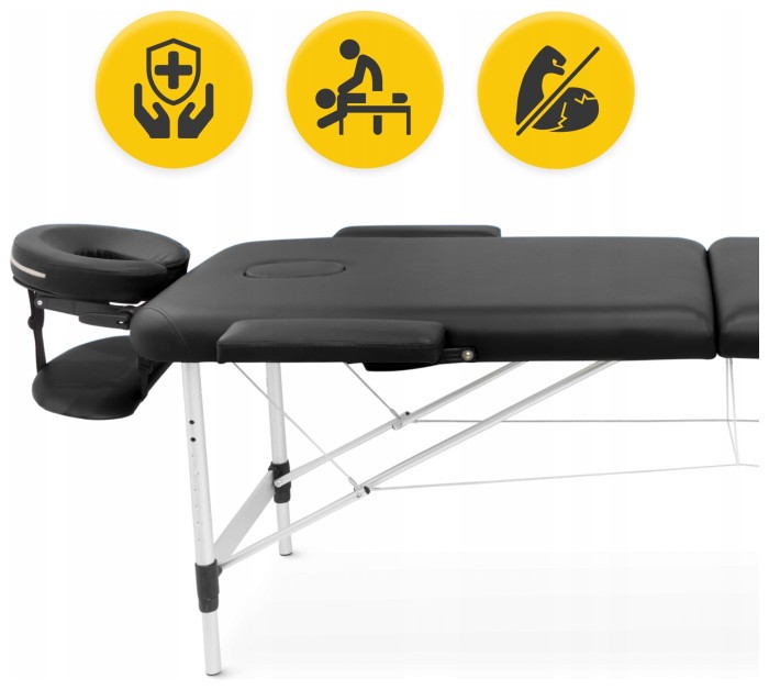 Массажный стол складной 4FIZJO Massage Table Alu W60 Black (P-5907739318374)