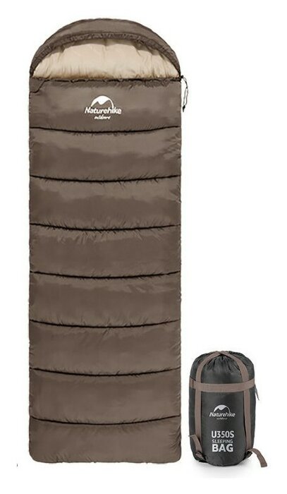 Спальник з капюшоном Naturehike U250 NH20MSD07, (6°C), правий, коричневий, укр, укр