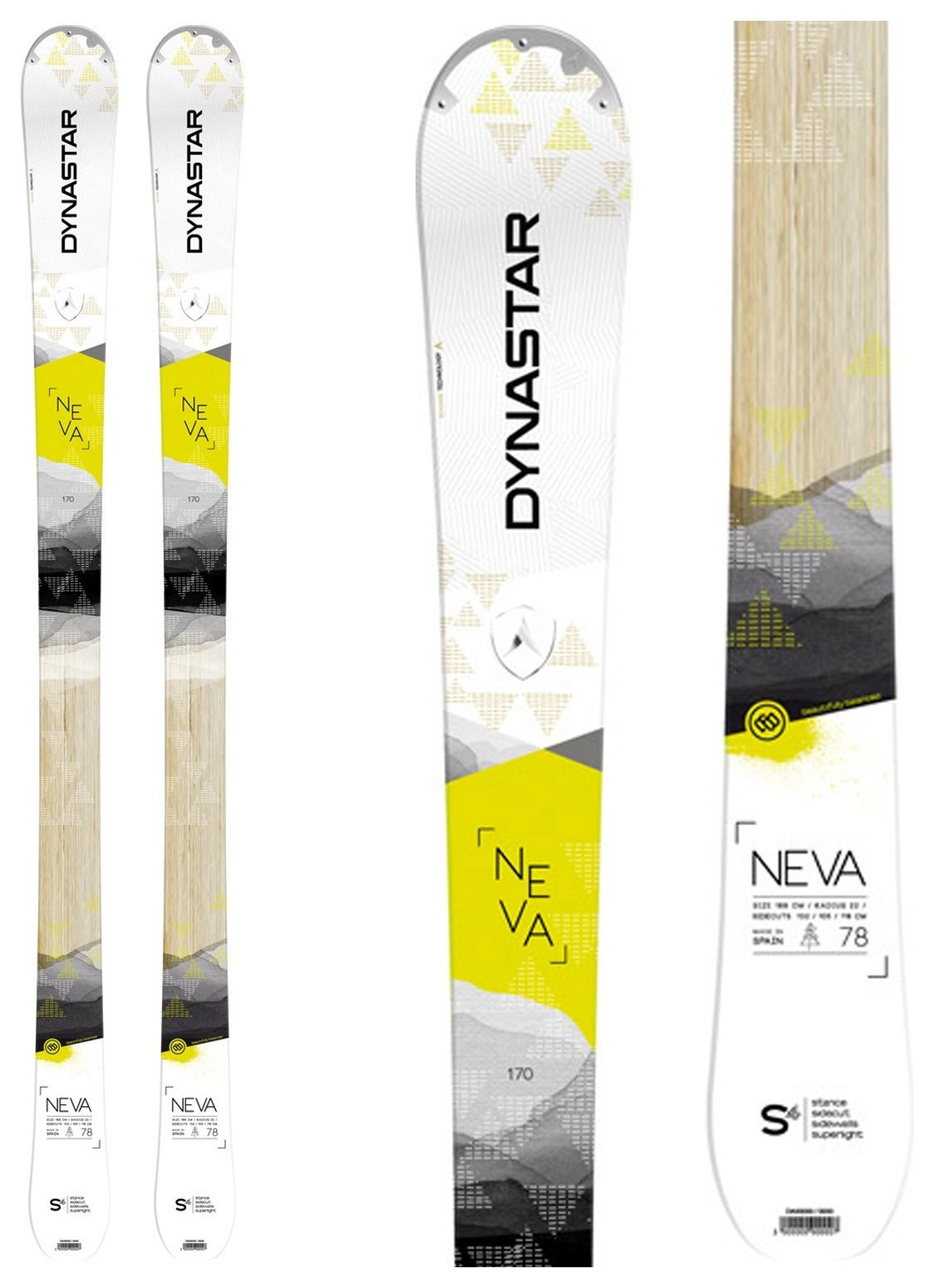 Лежи горные (комплект) Dynastar NEVA 78+NX 11 W B93 152см White/grey/lime (DADV201+FCDA041)