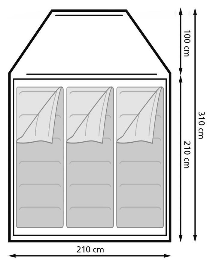 Палатка туристическая Eurotrail CAMPSITE ROCKY 3 0604 Royal blue/charcoal (ETTE0806)