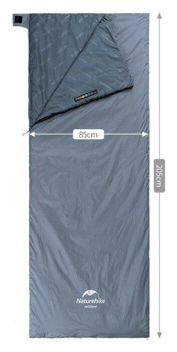 Спальник сверхлегкий Naturehike Ultralight LW180 NH21MSD09 левый, (15°C), p-p XL, серо-синий