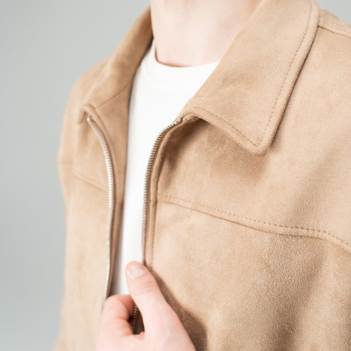 Куртка жіноча Slavni класична пряма бежева, Куртка Slavni Bluff замшева бежева