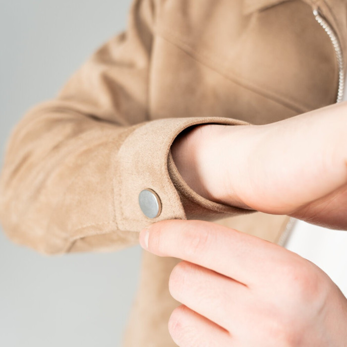 Куртка жіноча Slavni класична пряма бежева, Куртка Slavni Bluff замшева бежева