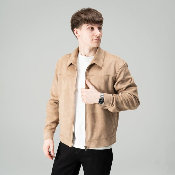 Куртка жіноча Slavni класична пряма бежева, Куртка Slavni Bluff замшева бежева, укр, укр