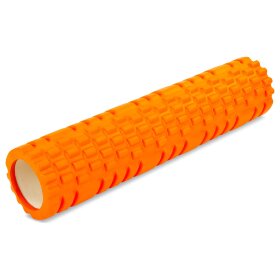 Ролер для занять йогою та пілатесом Zelart Grid Combi Roller FI-6673 (d-14см, l-61см), помаранчевий