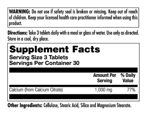 Calcium Citrate 1000mg - 90 tabs