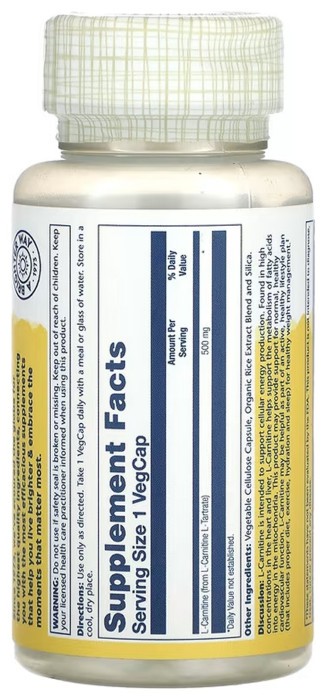 L-Carnitine Free Form 500mg - 30 vcaps