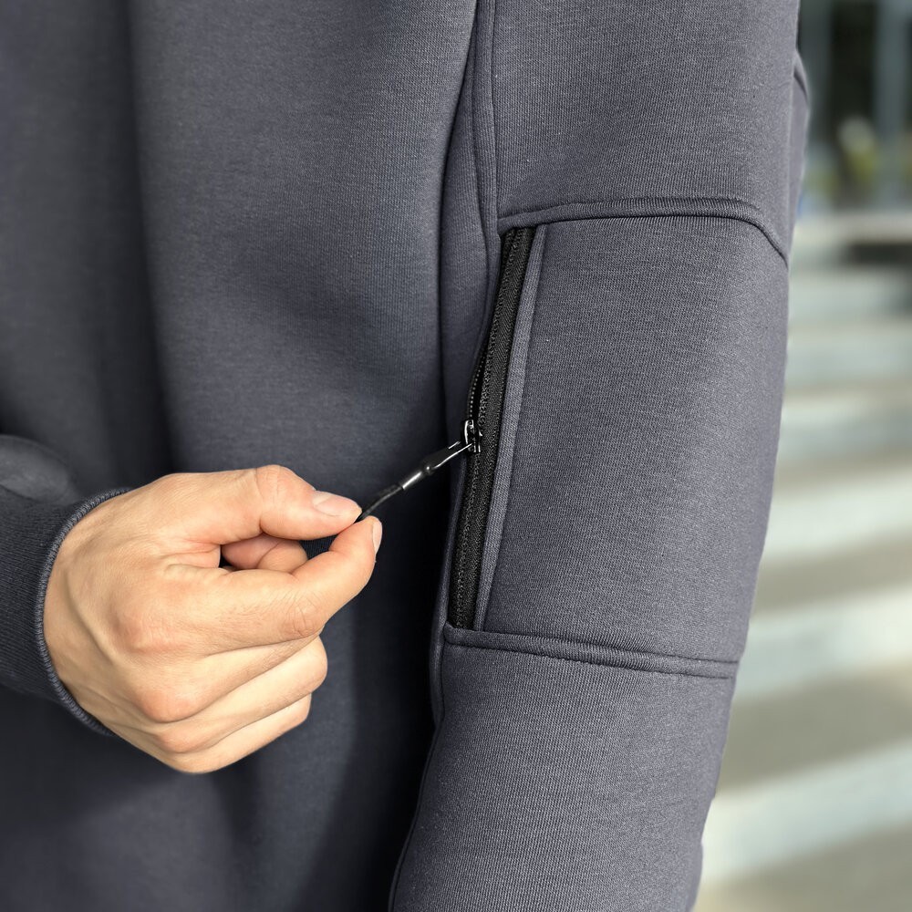 Світшот чоловічий зимовий однотонний сірий Pobedov Apex