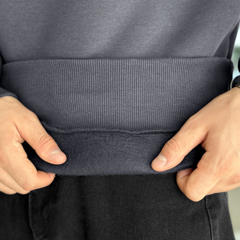 Світшот чоловічий зимовий однотонний сірий Pobedov Apex, укр, укр