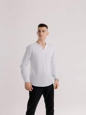 Мужская рубашка белая с длинным рукавом Pobedov Horizon