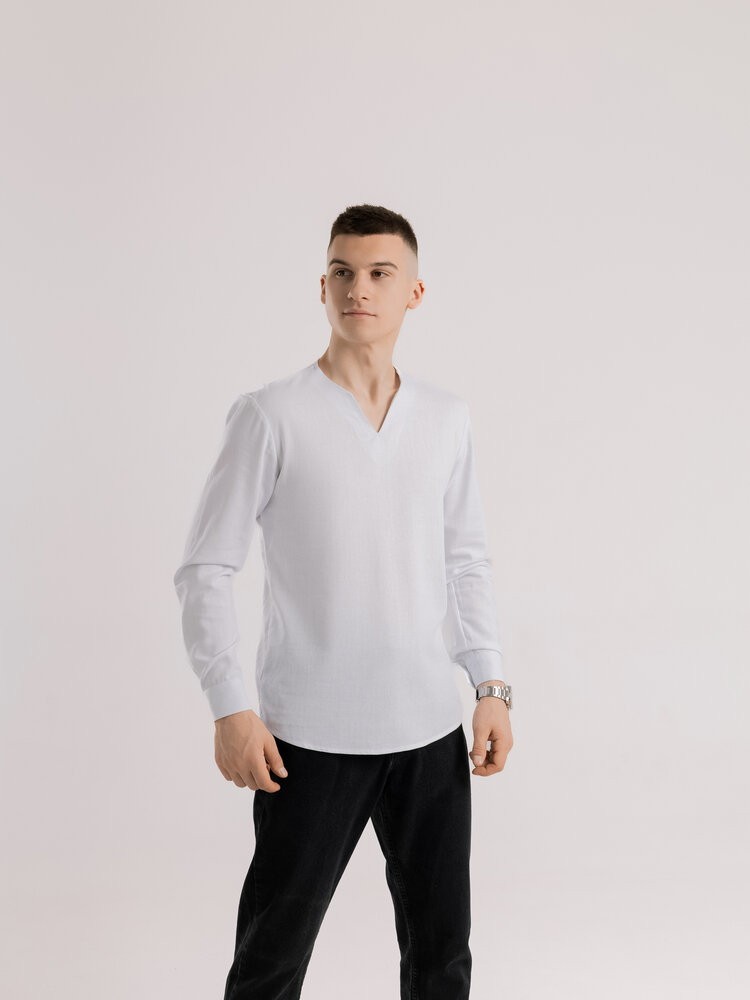 Мужская рубашка белая с длинным рукавом Pobedov Horizon