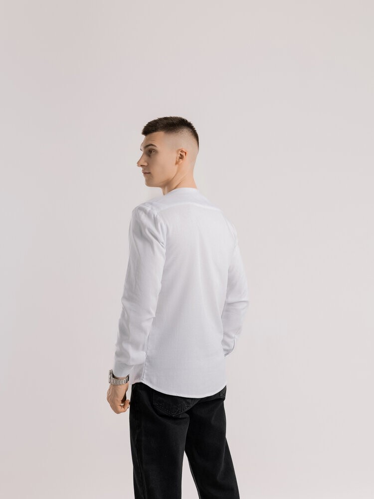 Мужская рубашка белая с длинным рукавом Pobedov Horizon