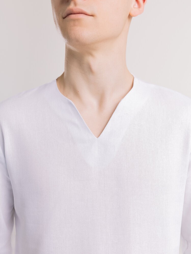 Мужская рубашка белая с длинным рукавом Pobedov Horizon