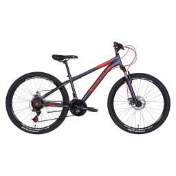 Велосипед 26" Discovery RIDER AM DD 2022 (темно-сріблястий з червоним (м)) (16")