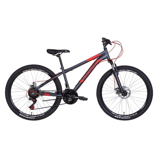 Велосипед 26&quot; Discovery RIDER AM DD 2022 (темно-сріблястий з червоним (м)) — 