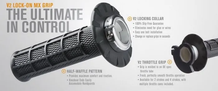 Мото грипсы ODI HALF-WAFFLE MX V2 Lock-On Purple