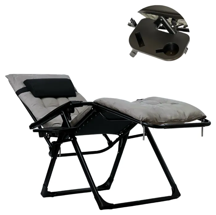 Раскладное кресло шезлонг LEOBRO Zero Gravity Premium Grey (LB-ZGC-K2-GRY)