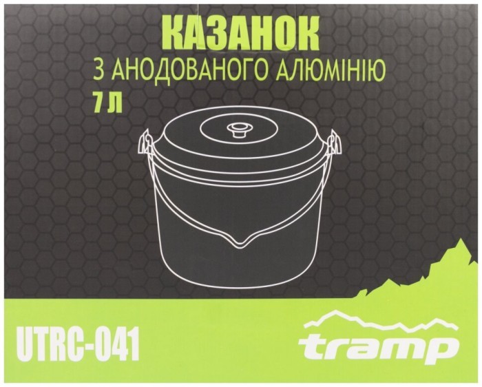 Казан Tramp анодований з кришкою 7л UTRC-041, укр, укр