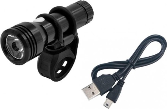 Ліхтар ROU JY-7012F-1000 пров. 1 діод 500 lumen, алюм., Li-ion 3.7V 2400mAh, USB, вологозахисний, чорний, укр