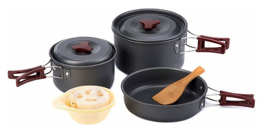 Набір посуду Naturehike 3-4 NH (2 каструлі + кришки + сковорода) carbon (NH15T203-G)