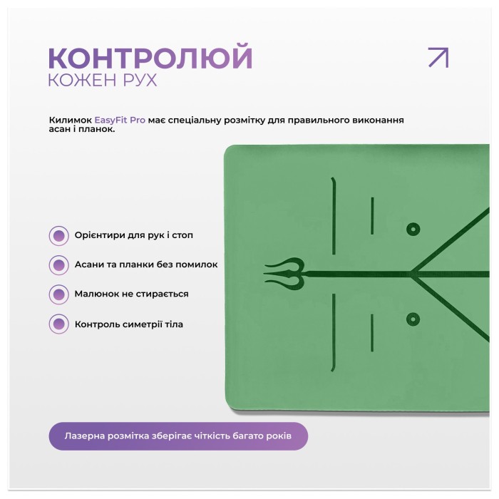 Килимок для йоги професійний EasyFit Pro каучук 5 мм Зелений