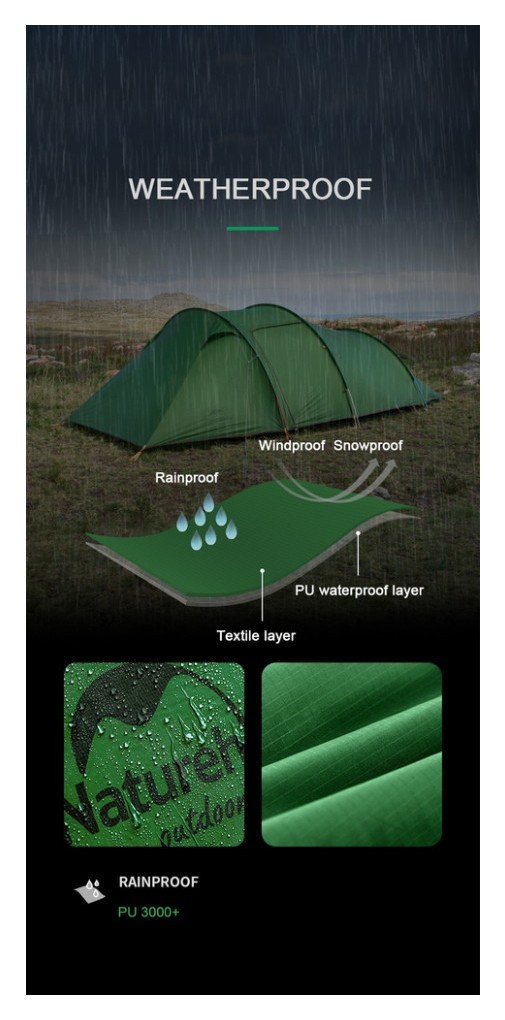 Палатка трехместная Naturehike Opalus, UL, NH17L001-L, светло-зеленая