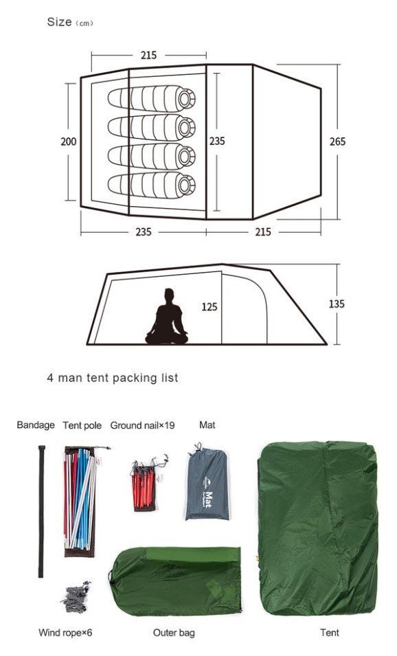 Палатка трехместная Naturehike Opalus, UL, NH17L001-L, светло-зеленая