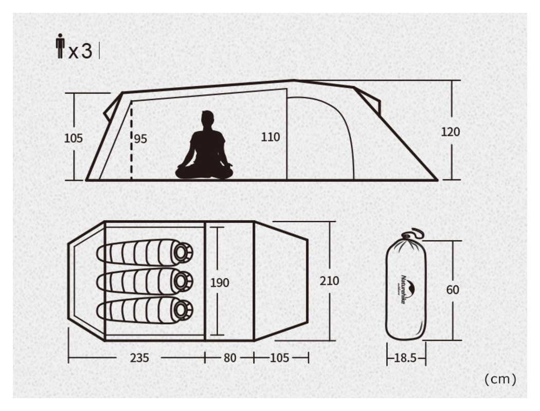 Палатка трехместная Naturehike Opalus, UL, NH17L001-L, светло-зеленая