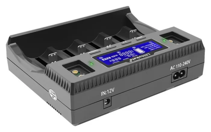 Универсальное зарядное устройство для LiitoKala Lii-D4XL EU на 4 канала + автомобильный кабель