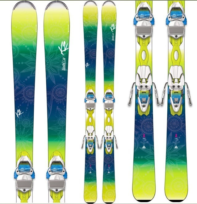 Лижі гірські комплект K2 TAINTED LUV 74 W+ER3 10 146см Light green/blue/white (1050401.141.1+1051109.141.1)