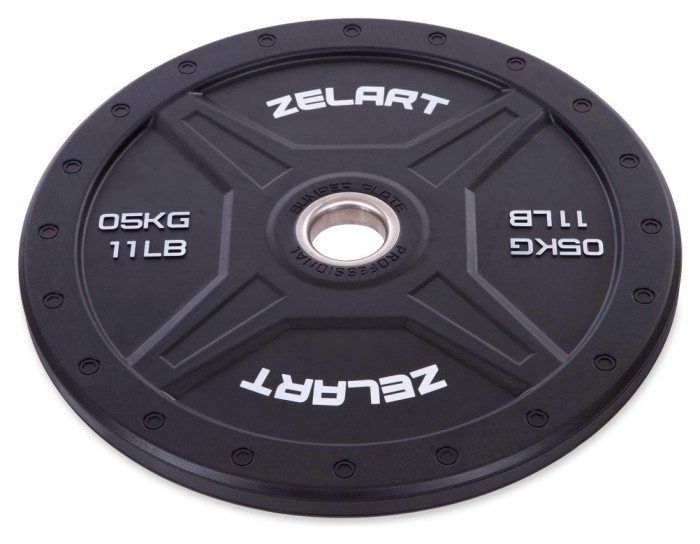 Бамперные диски резиновые Bumper Plates внутренний ø50,4мм Zelart TA-2258-5 5кг (наружный ø-45см, черный)