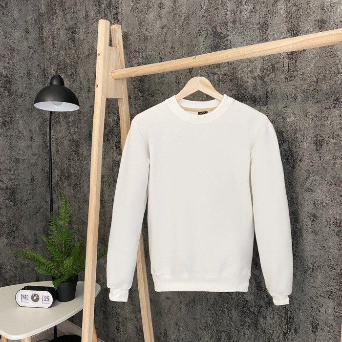 Свитшот мужской однотонный молочный Pobedov 001