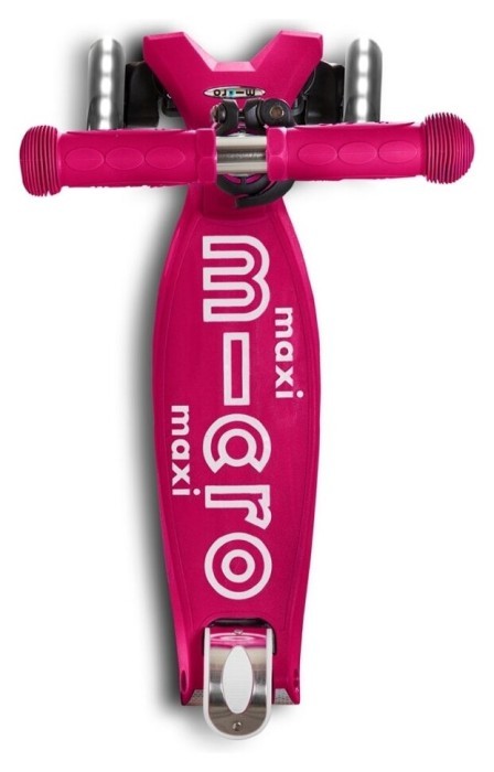 Самокат MICRO серии "Maxi Deluxe LED" - РОЗОВЫЙ (до 50 kg, 3-х колесный, свет)