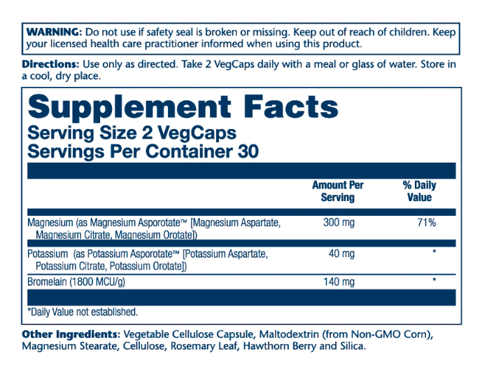 Magnesium & Potassium Asporotate - 60 vcaps
