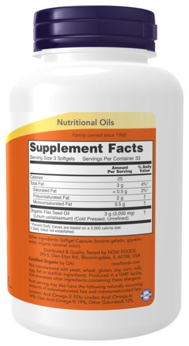 Flax Oil 1000mg - 100 softgels